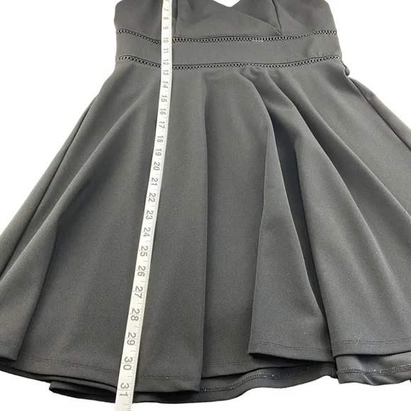 Francesca's Collection Jun & Ivy Black Skater Dress w/ Lattice Cut Outs - size L - Picture 9 of 13